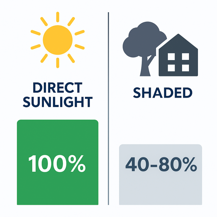 how much solar power is lost due to shades in massachusetts