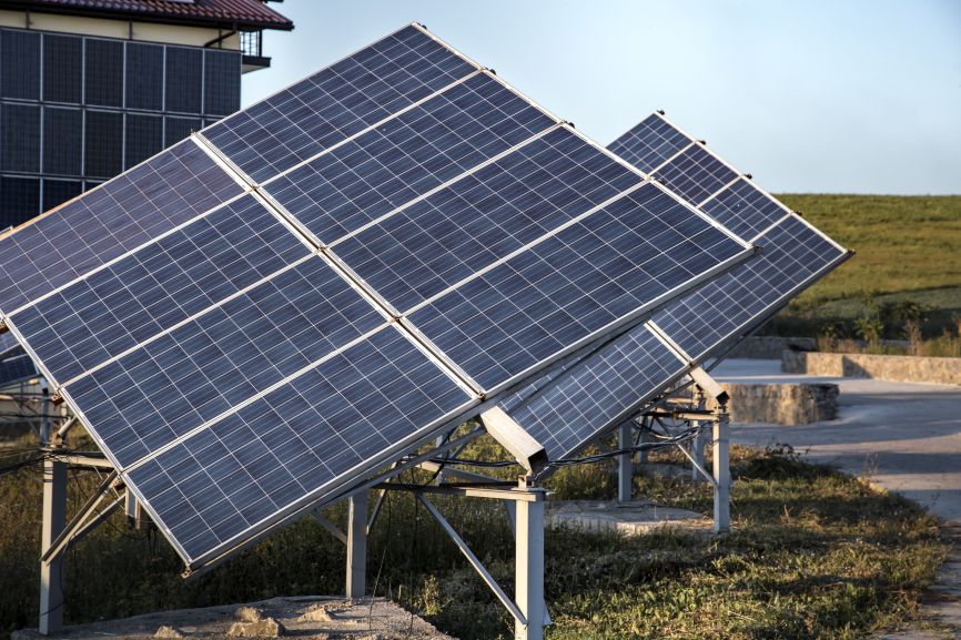 Ground-mounted solar panels by EcoSun Works showing the best orientation for solar panels to receive maximum sunlight